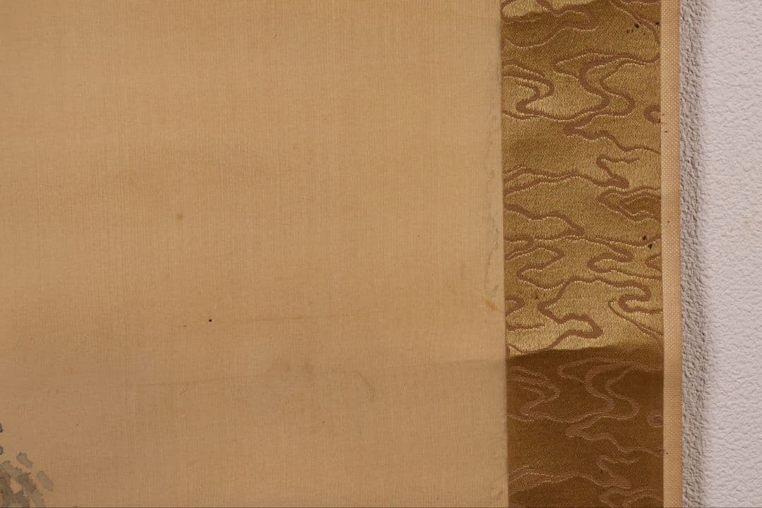 【模写】松雲山人 飛瀑図 滝 人物 山水 絹本 掛軸 彩色 MB130