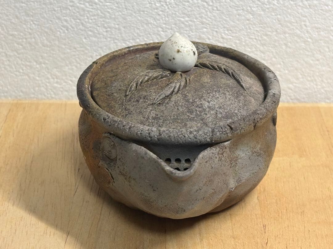 71.備前焼 宝瓶 登り窯 白桃 はくとう 桃 もも モモ 手びねり 急須