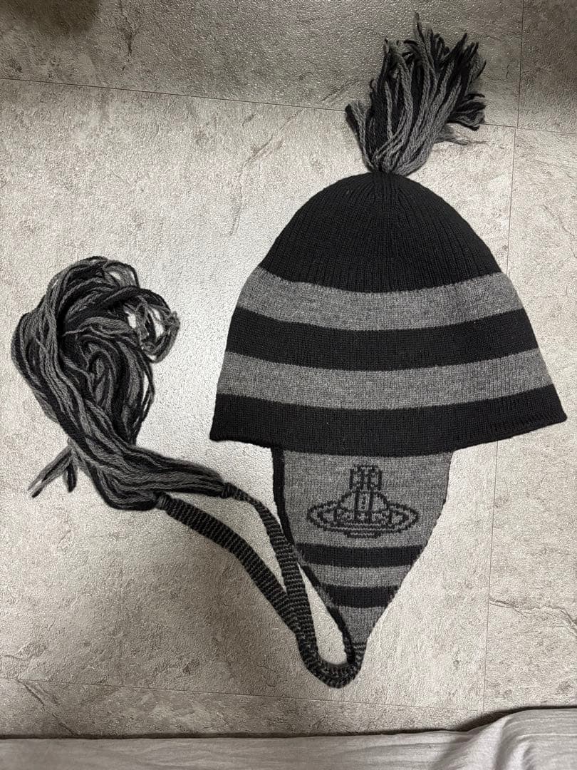 Vivienne Westwood ORB フラップ付ワッチ ニット帽 ブラック