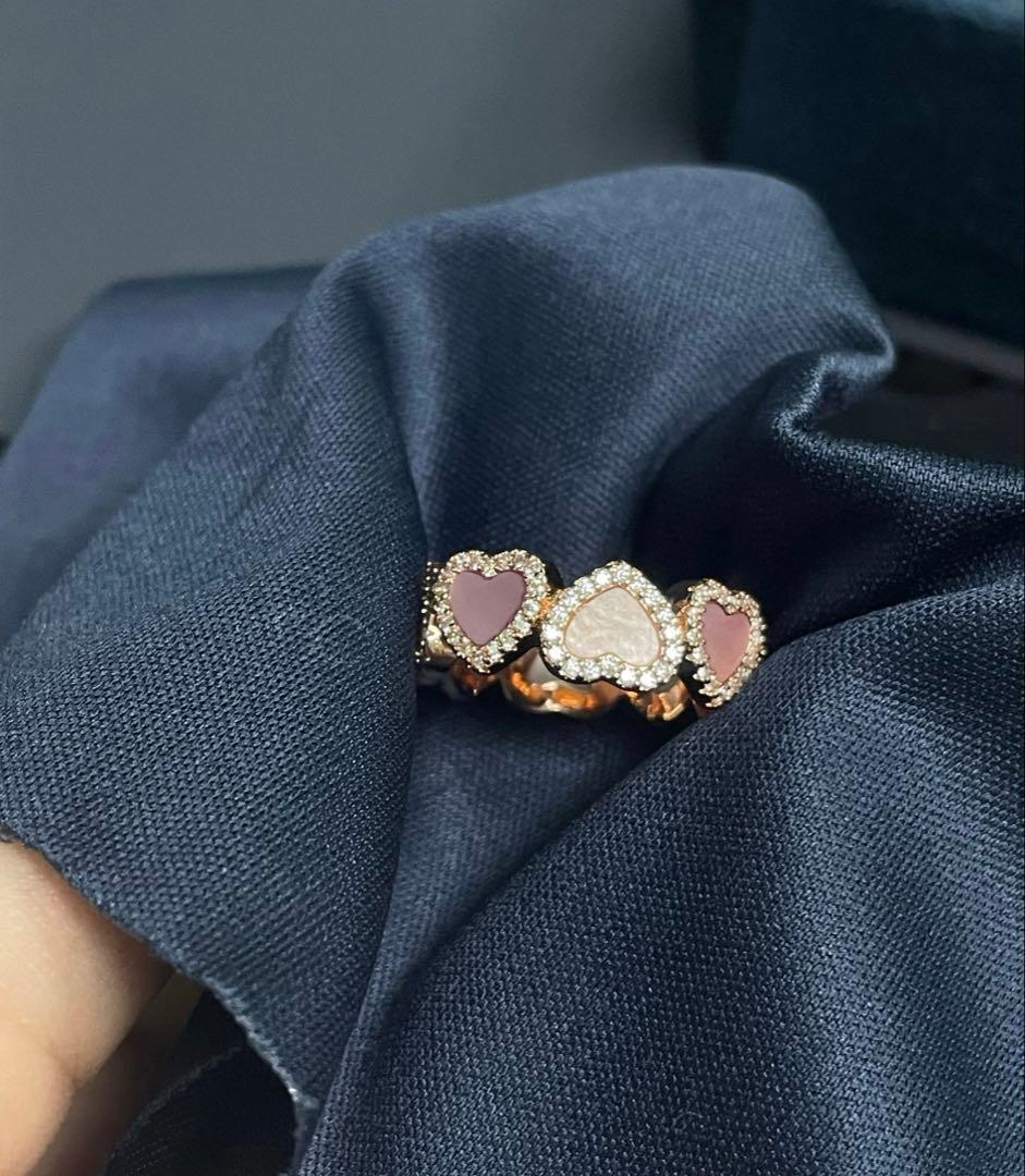 apm モナコ MONACO パヴェ フルハート リング ローズゴールド
