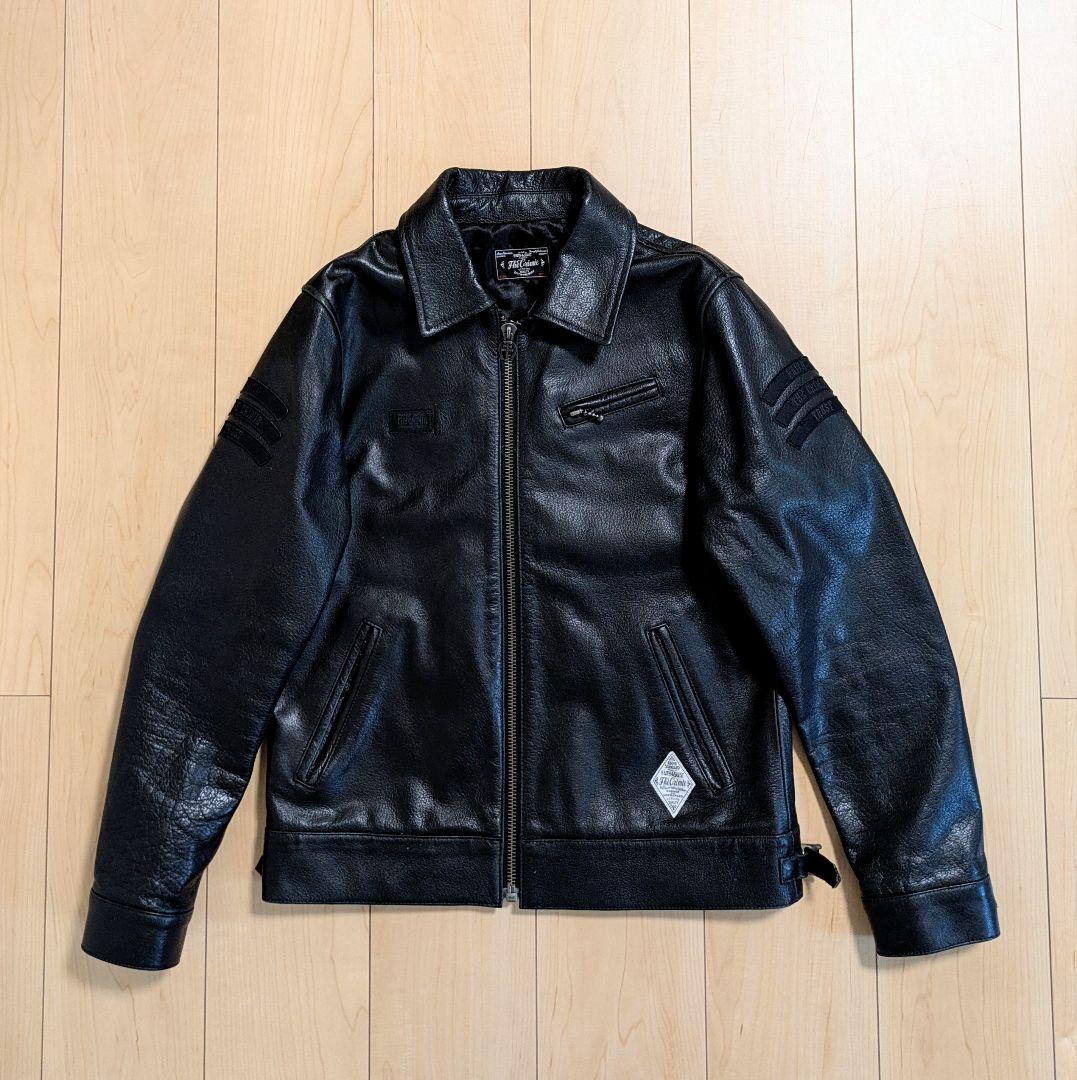 S 良品 THE CRIMIE ライダースジャケット ワッペン ブラック 黒