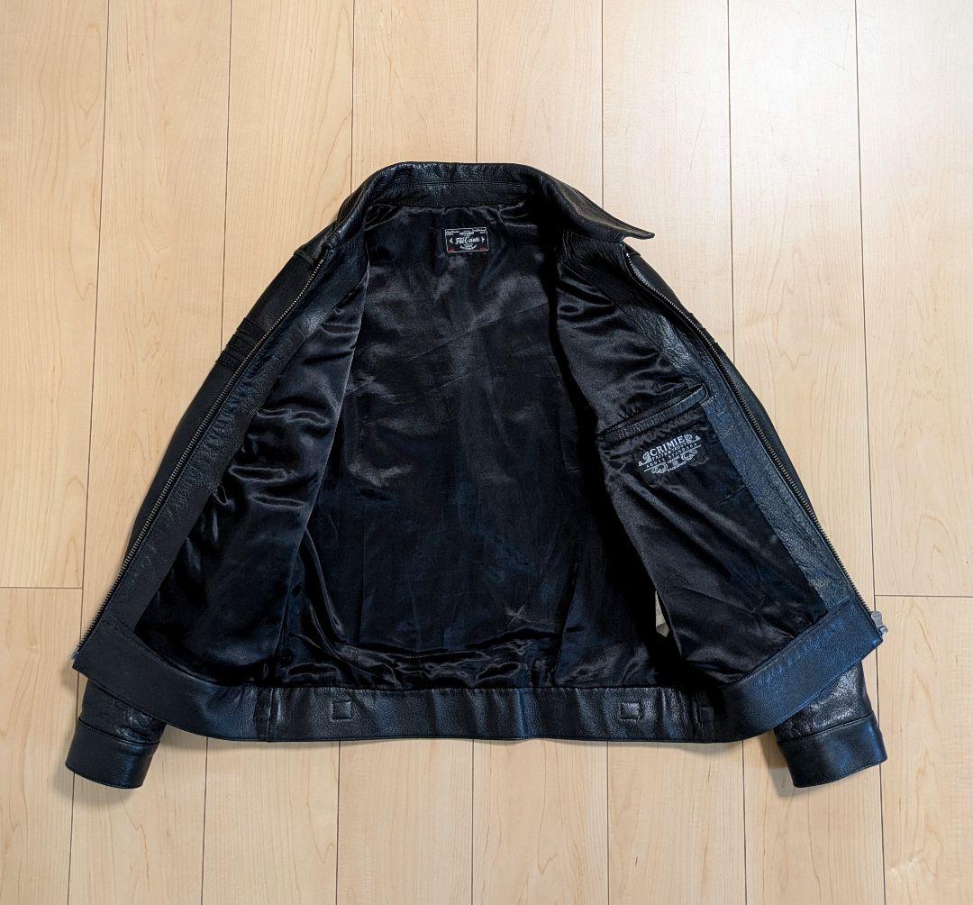 S 良品 THE CRIMIE ライダースジャケット ワッペン ブラック 黒