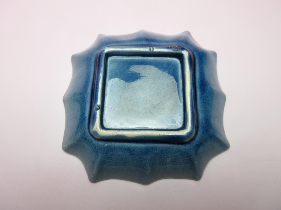 珉平焼 四方隅切皿 交趾陽刻 小皿 ７枚　70707