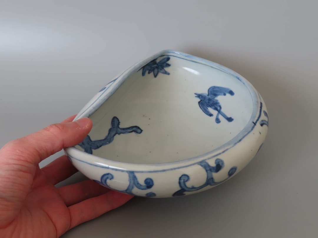 中国　明末清初　古染付大鉢　(検)青花 景徳鎮 祥瑞