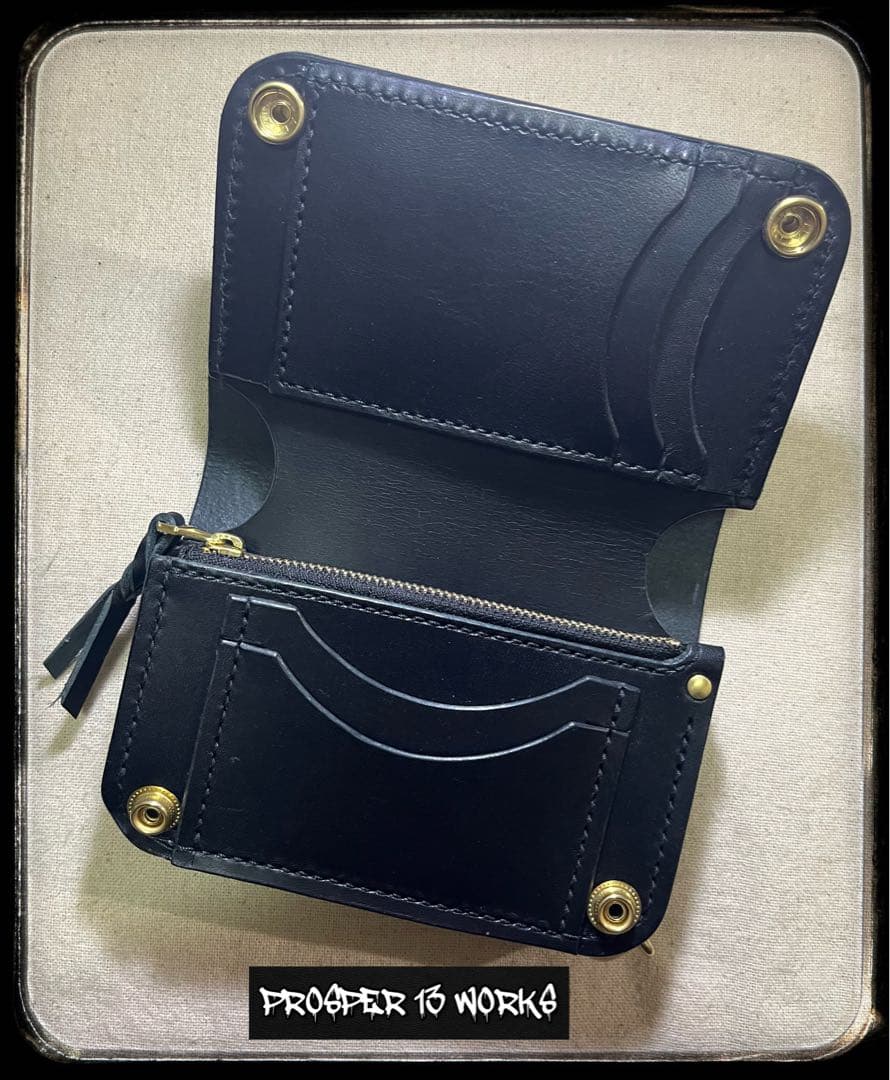 ミドル トラッカーウォレット 姫路レザー タンニン鞣し ギターピックポケット付き