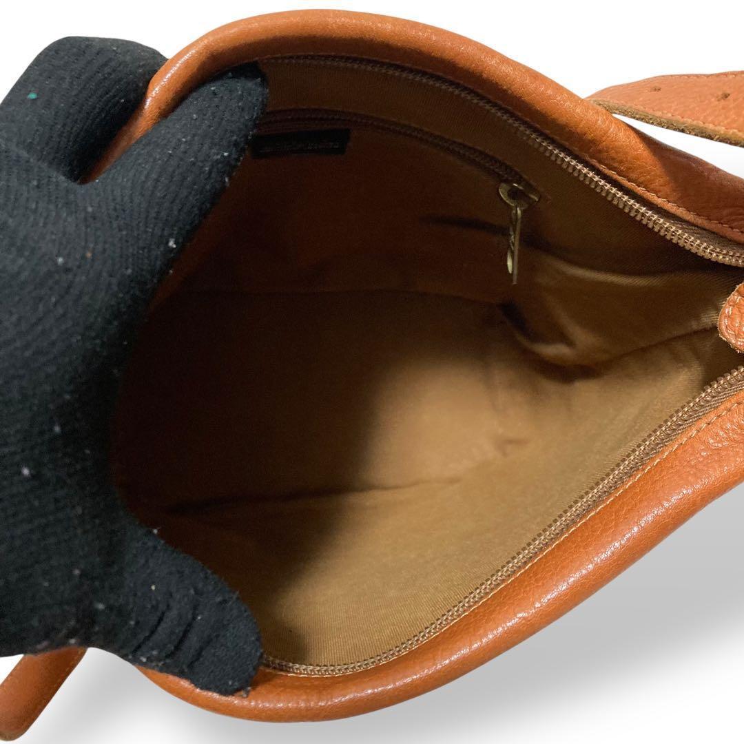 【美品】イルビゾンテ　バケツ型　ショルダーバッグ　オールレザー　ロゴ型押し　茶