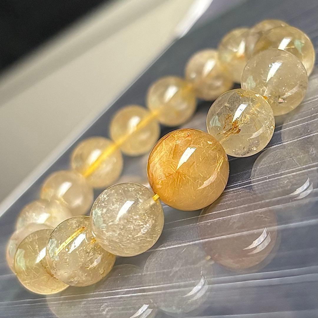 15.5mm　ゴールドルチルクォーツ　大玉 天然石　パワーストーン