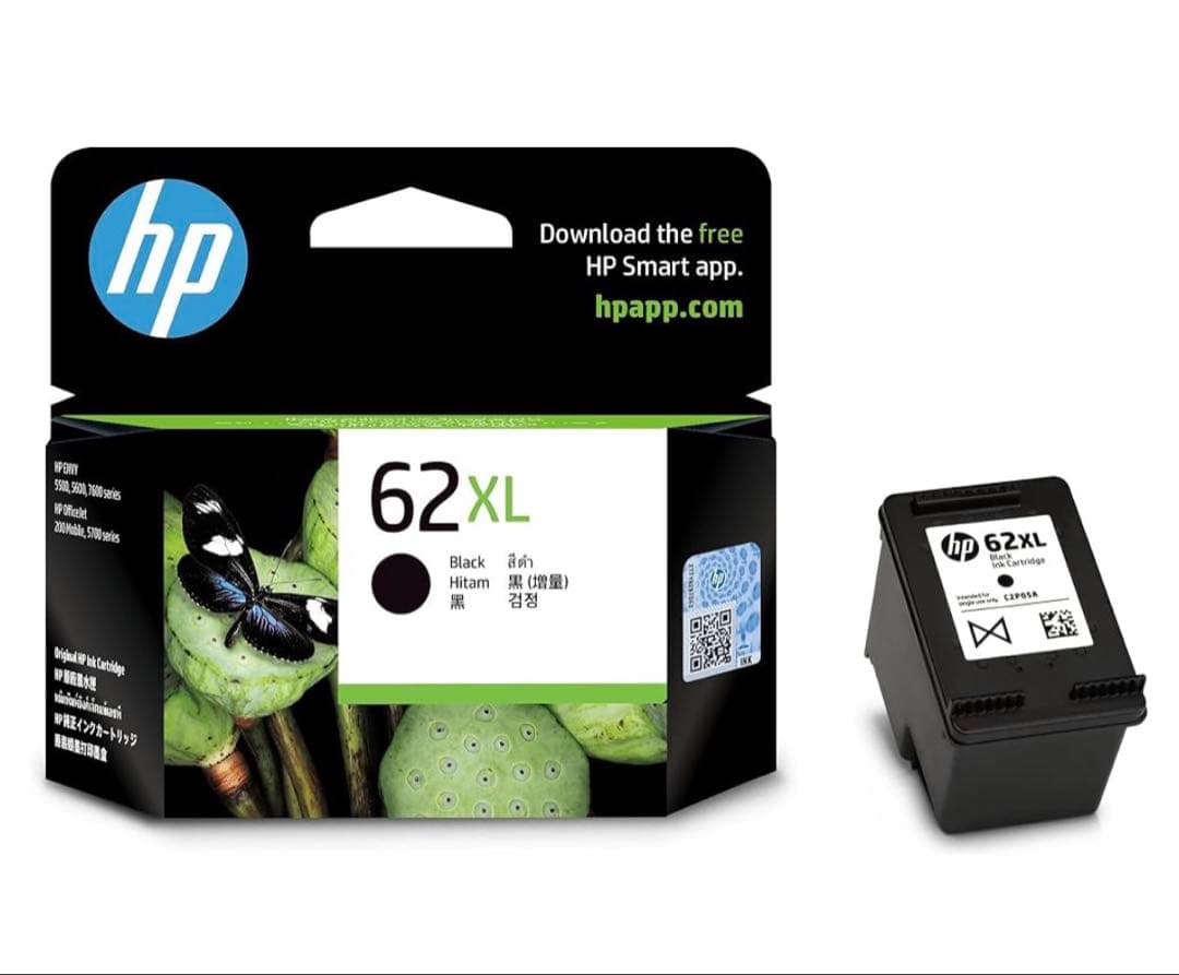 HP62XL 黒 インクカートリッジ（増量）　6個セット