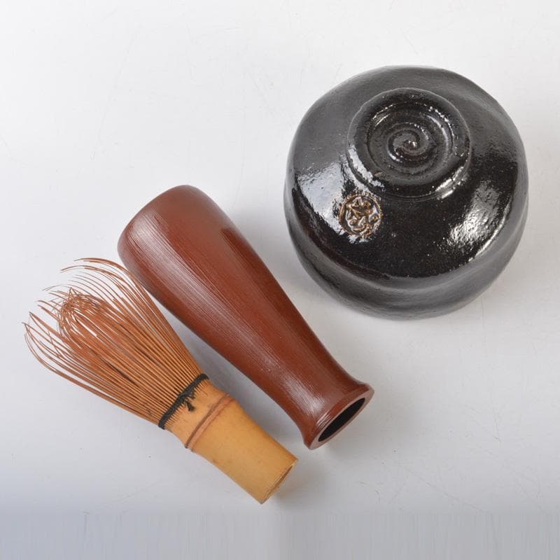 茶道具　漆塗　茶箱　黒楽茶碗　独楽棗など　七点　一式　V　6549