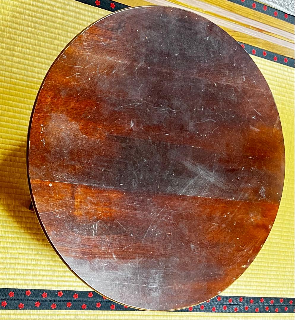 レトロ！円形木製座卓 ダークブラウン　61年前のものです！値下げ！アンティーク！