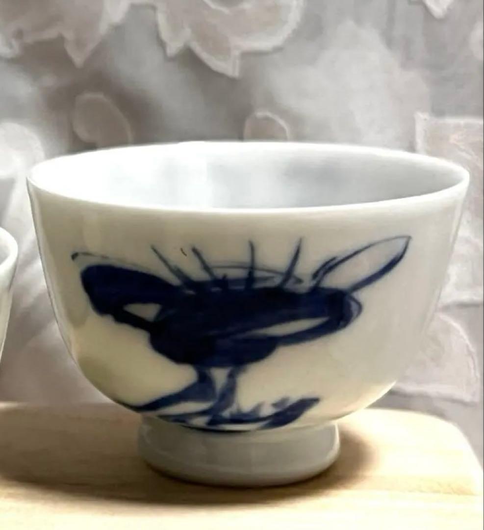 6代　高橋道八作　富岡鉄斎画　合作　煎茶椀5個　桐箱入り　骨董（１つホツ有り）