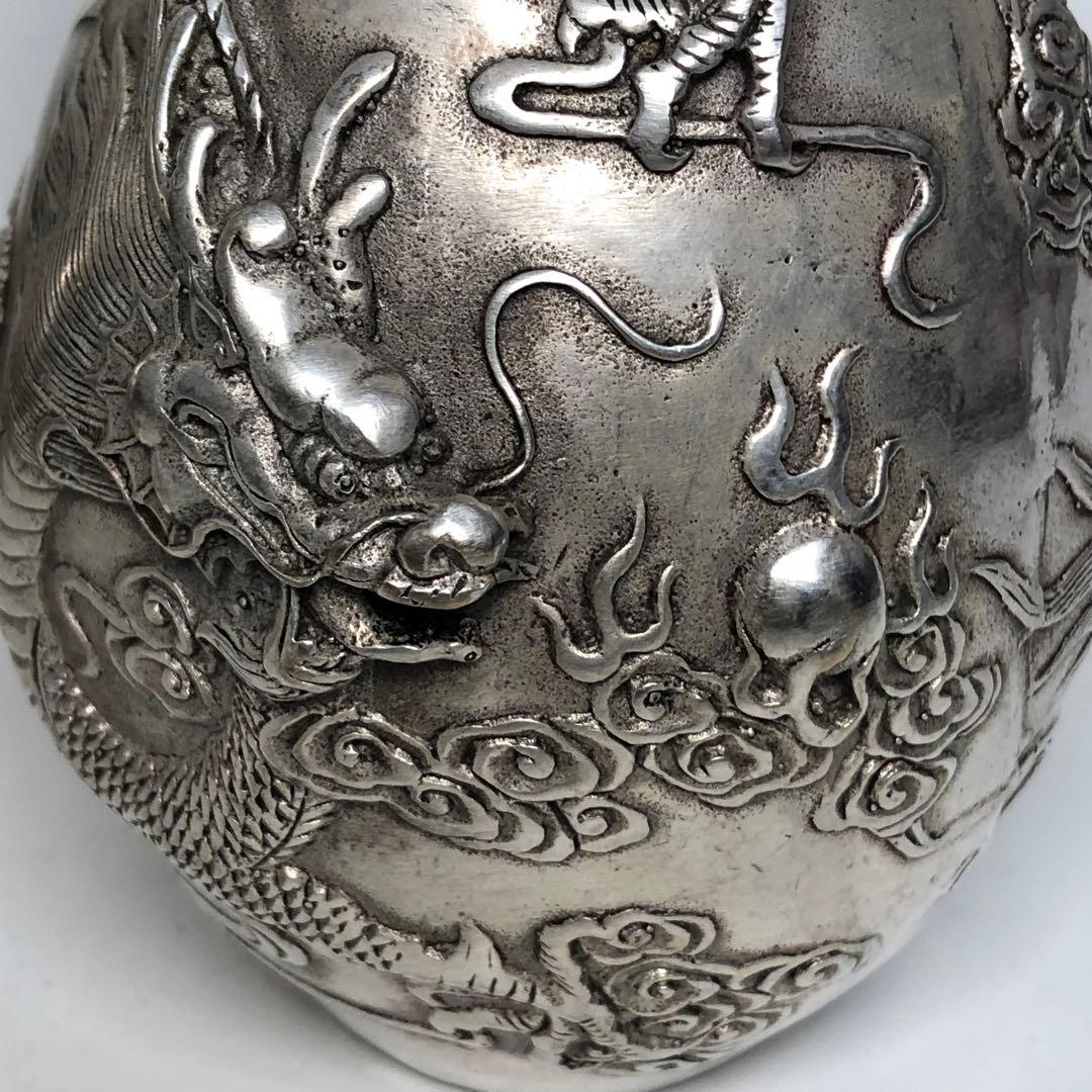 アンティーク　銀竜　花瓶　高級　時代物　縁起物　インテリア　美術品　レア