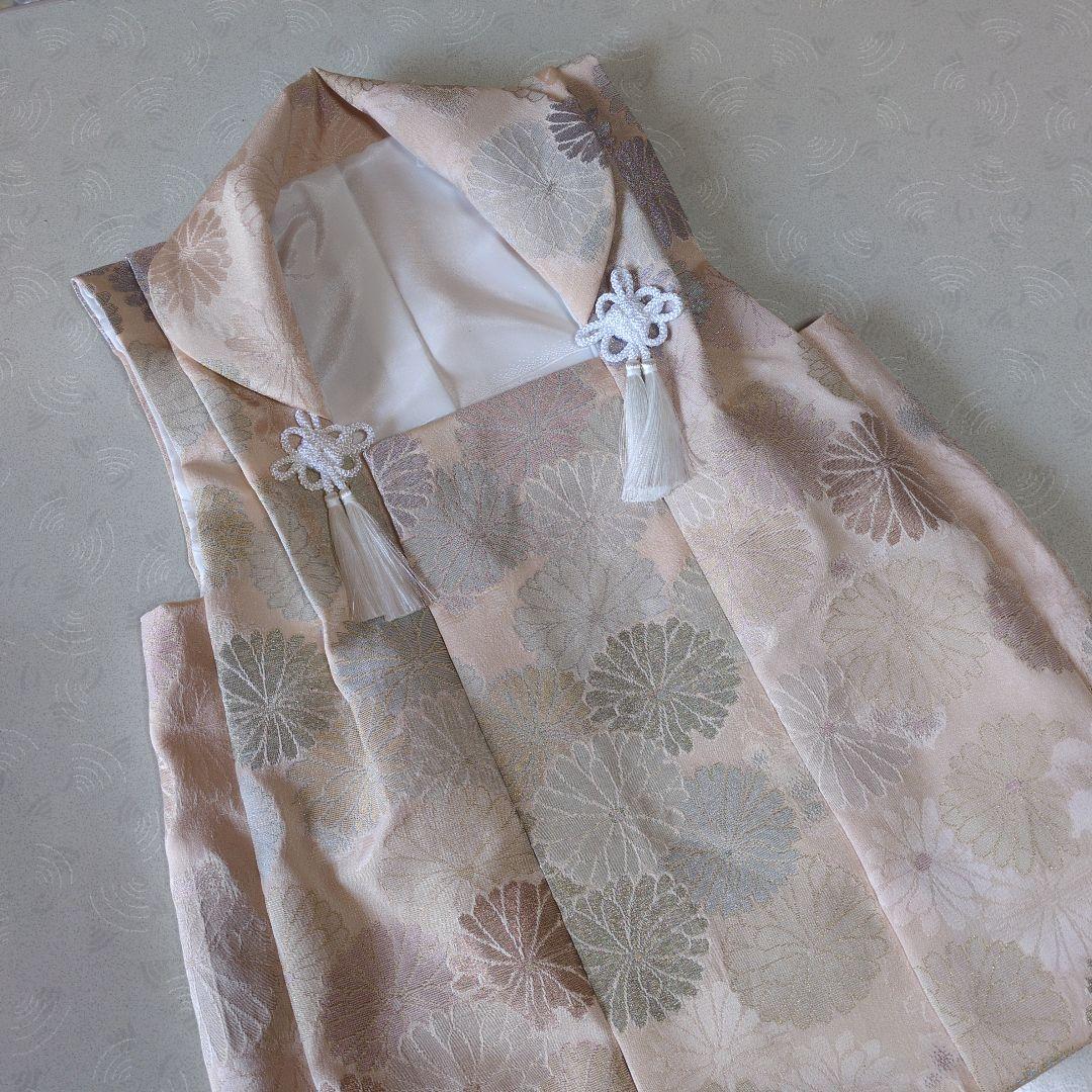 七五三３歳正絹刺繍入りの被布（中綿無し）ベージュ色
