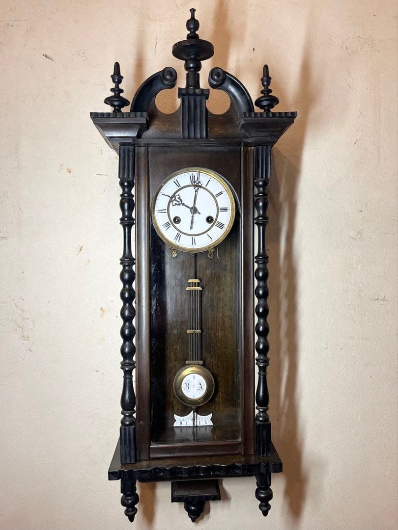 ユンハンス　繊細装飾型　柱時計　古時計　振り子　レトロ　アンティーク時計　精工舎