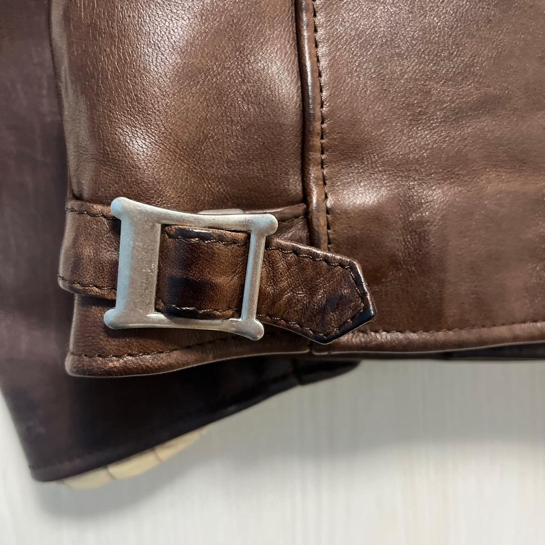 ジ*急様 Name. レザーライダースコードバンダークブラウン名作0トムフォード