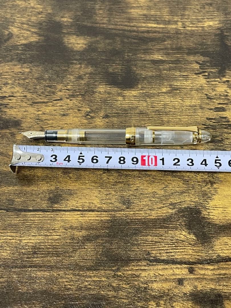 長刀　透明×ゴールド　ふでDEまんねん　NAG 万年筆　デモンストレーター