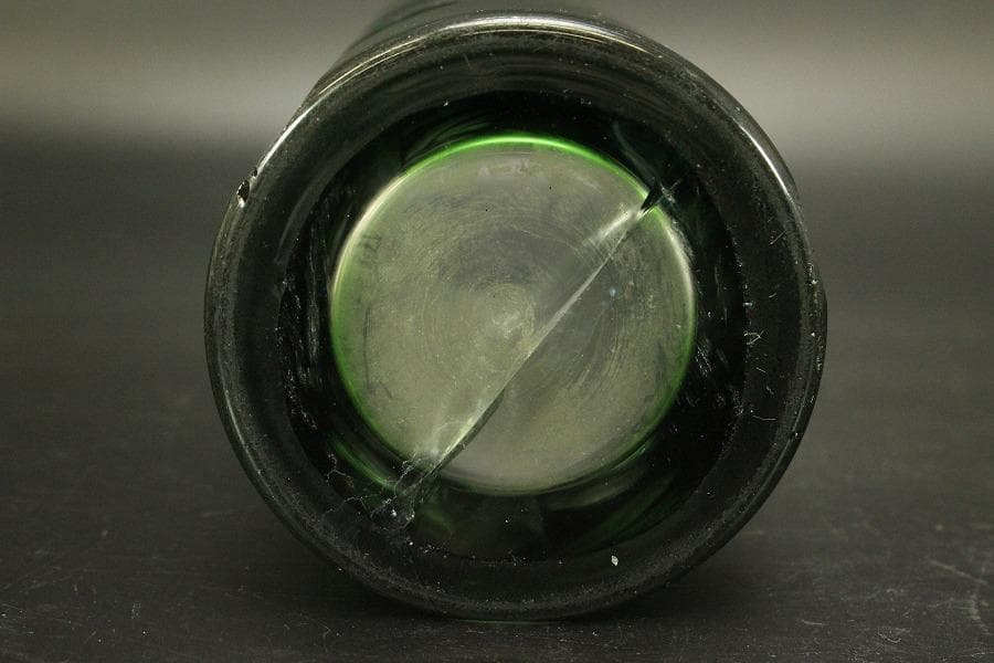 アンティーク 緑色 切子ガラス 花瓶(A962)