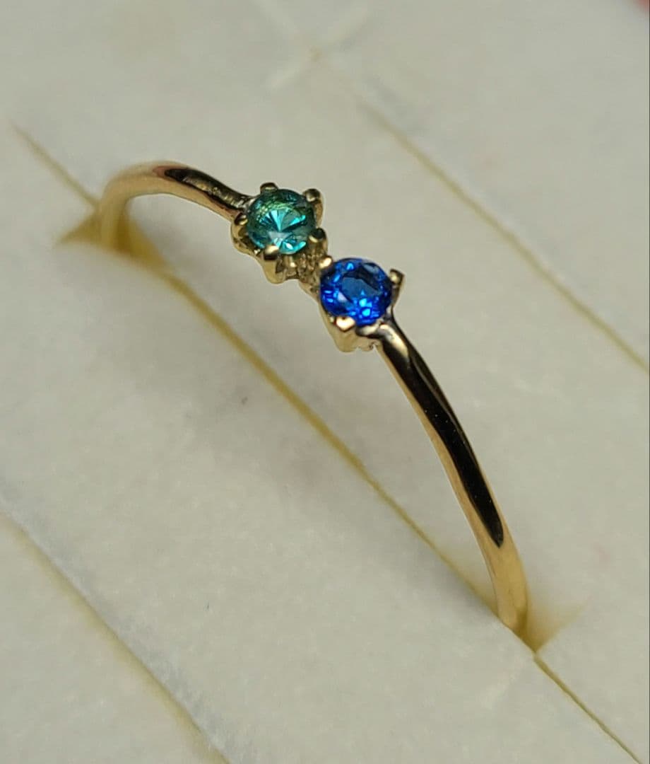美しきビビッドブルーの共演★パライバトルマリン&アウイナイト18金リング★