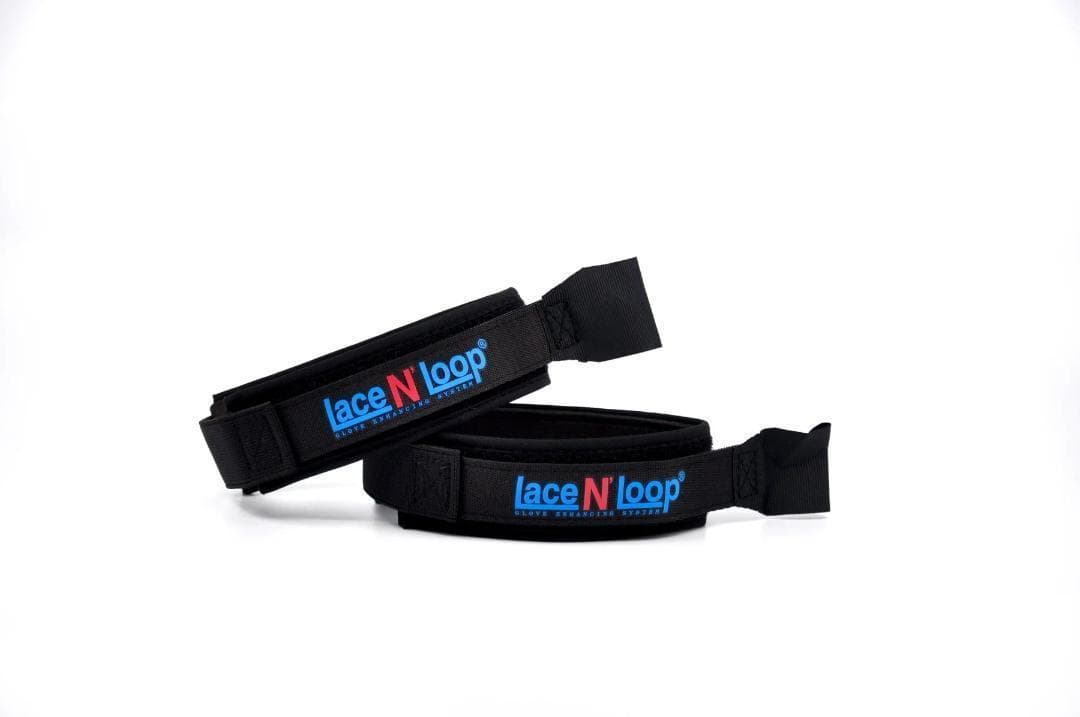 LaceNLoopレースンループ紐式グローブ用ストラップ 2個セット-黒と赤青白