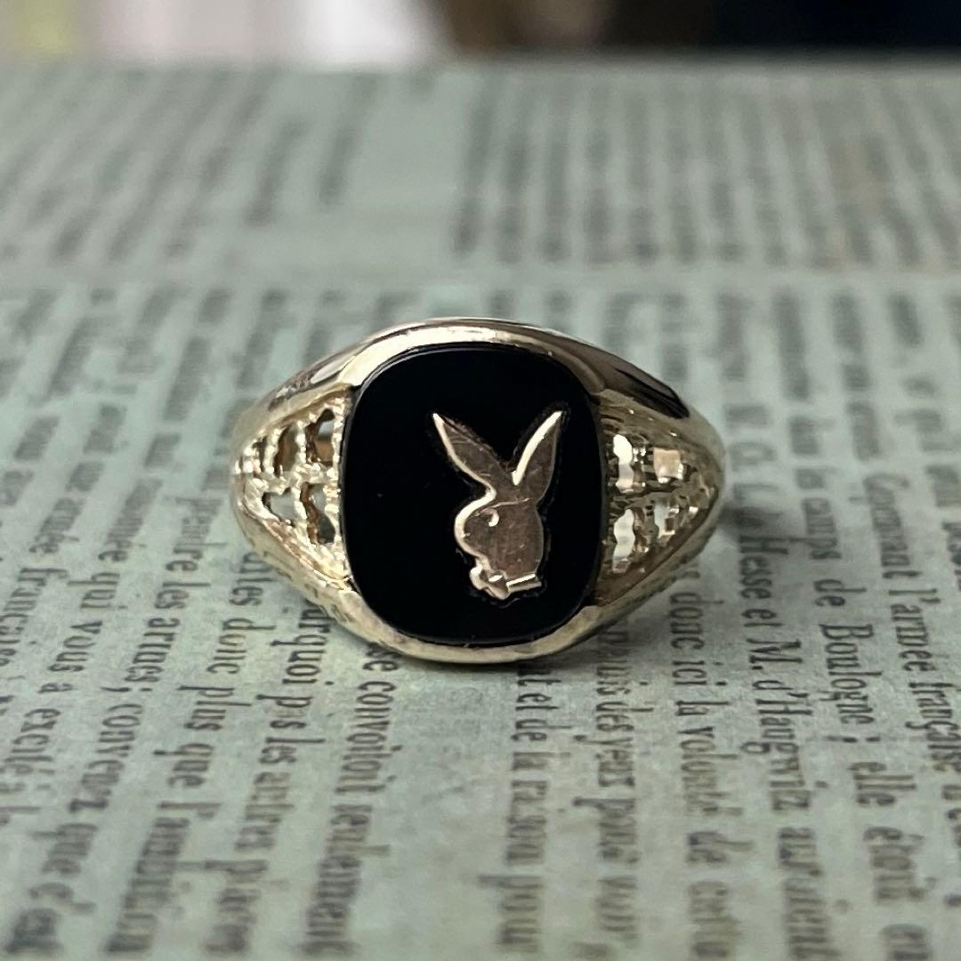 希少　英国　イギリス　ヴィンテージ　9k 9金　プレイボーイリング