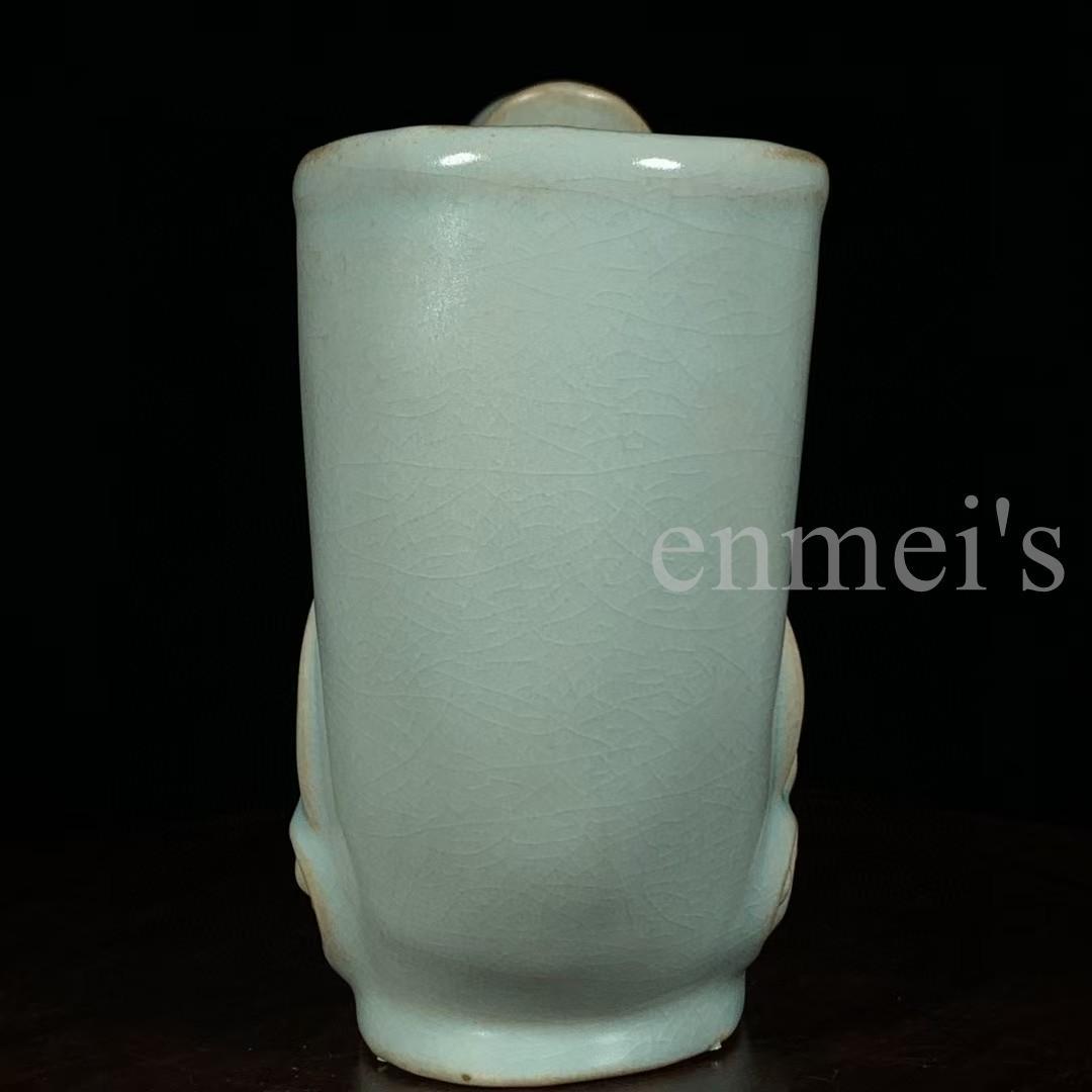 中国古美術・旧蔵品 宋代 汝窯 鸭尊 青釉・酒具・観賞用・装飾品・供養器・儀式用