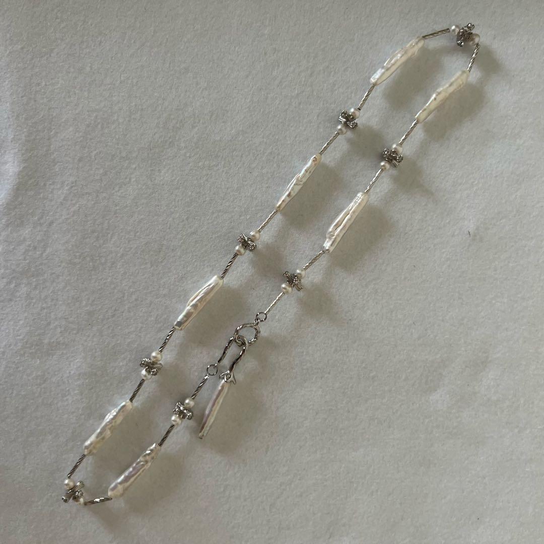 花びらケシパールネックレス　スティックバロックパールネックレス　一連　淡水本真珠