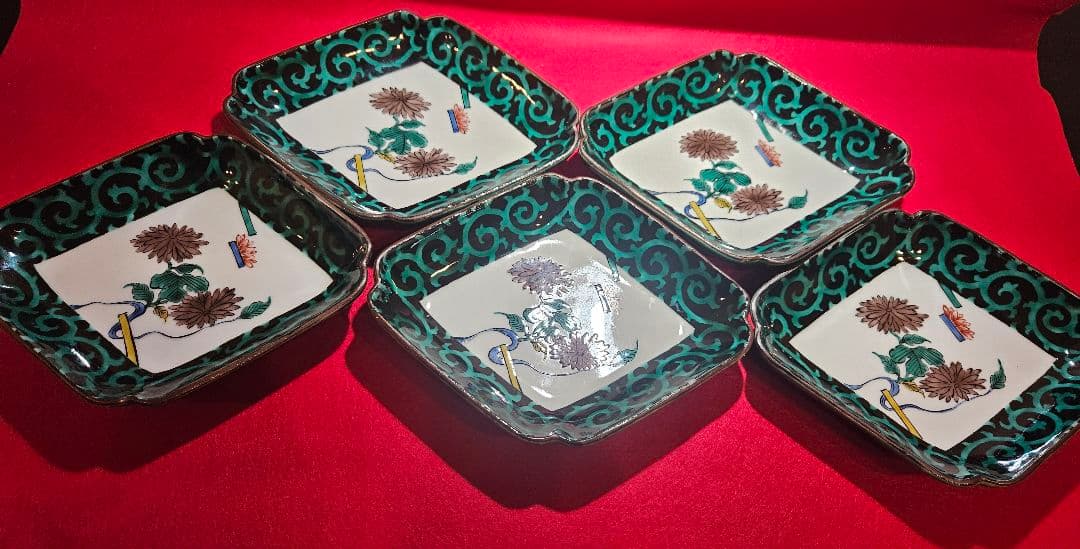 九谷焼 菱形陶器皿 5枚セット