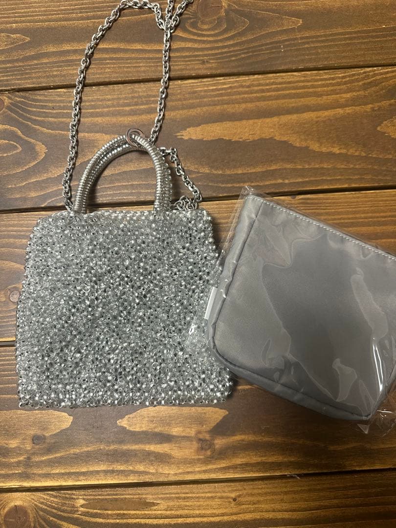 ANTEPRIMA シルバー ビーズショルダーバッグ ポーチ付き　アンテプリマ