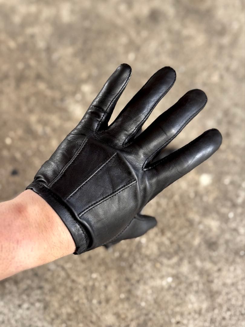 上質レザー 革手袋 レザーグローブ 警察官 黒 レザー手袋 ショート丈