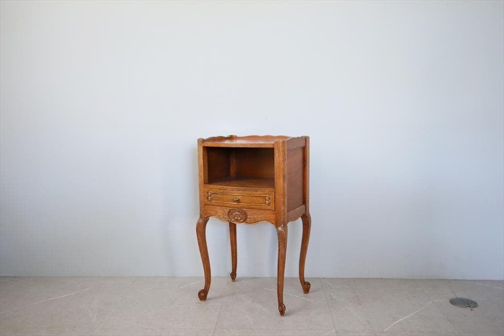 フランスアンティーク木製ベッドサイドキャビネット/ナイトテーブル90-143-2