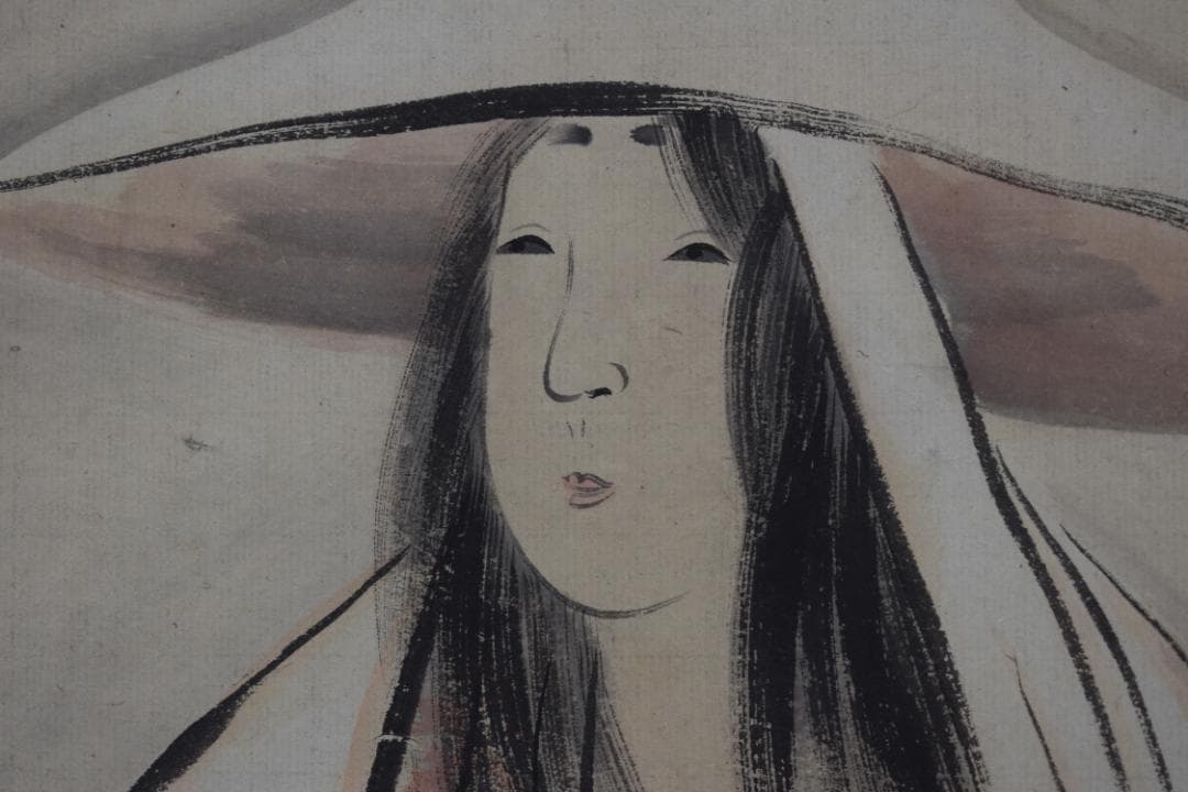 【真作】森徹山/常磐御前図/義経の母/掛軸☆宝船☆Z-404