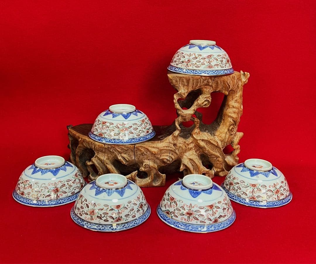 希少 中国美術 茶道具 煎茶碗 茶碗 茶 蛍手 江西珍品 6点