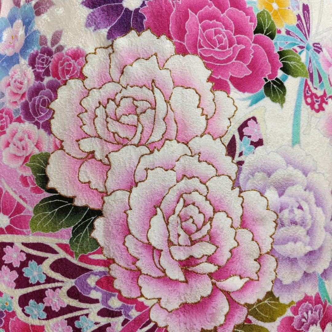 振袖フルセット(8点)・京都きもの友禅・舞蝶牡丹・花模様・逸品