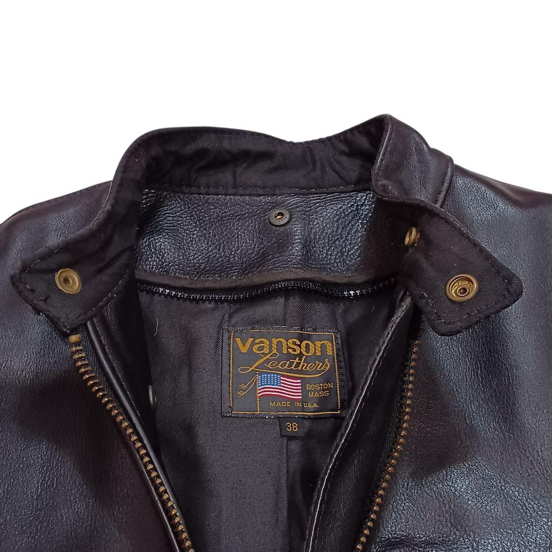 バンソン レザージャケット シングルライダース 革ジャン 38 黒 インナー付き