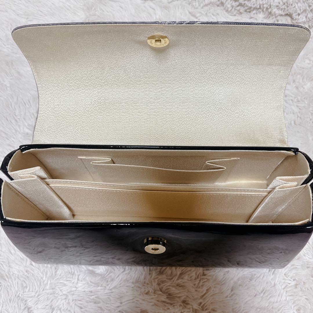 ✨美品✨利休バッグ 和装用バッグ グレーと黒エナメルのコンビ