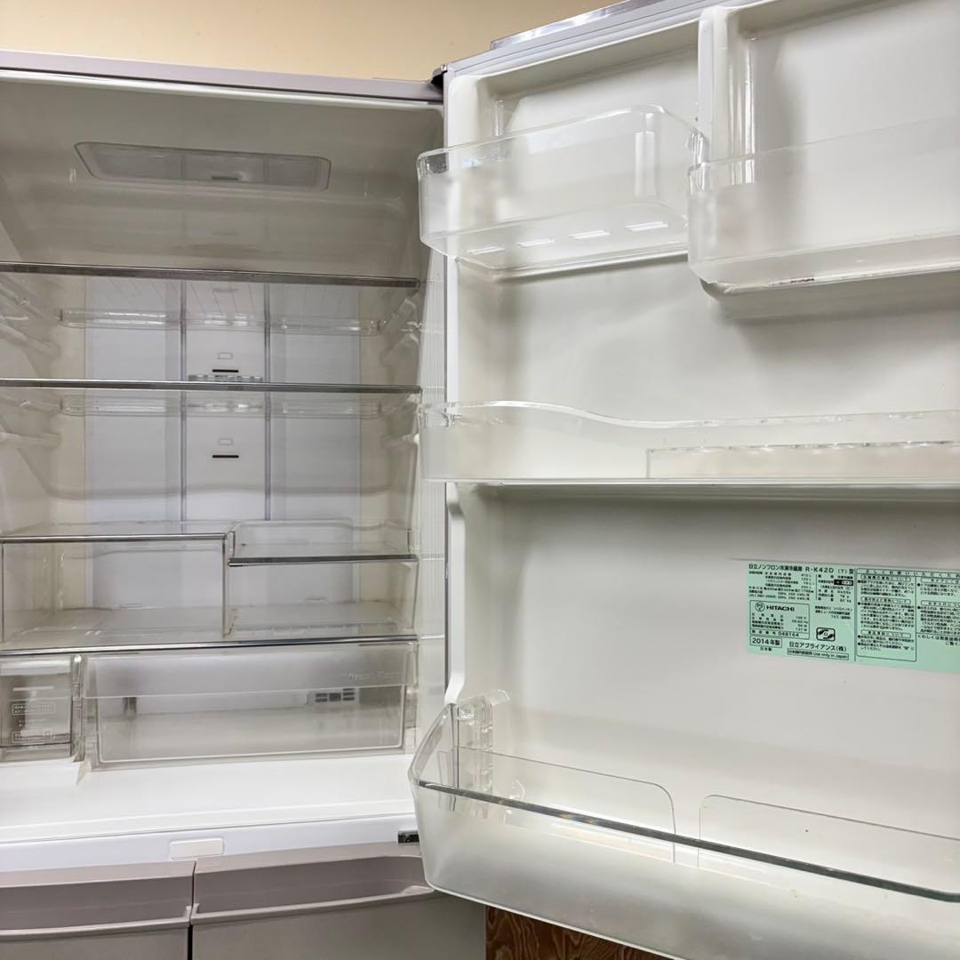 637 日立　大型冷蔵庫　415L 400l強　小型　家庭用　自動製氷　右開き