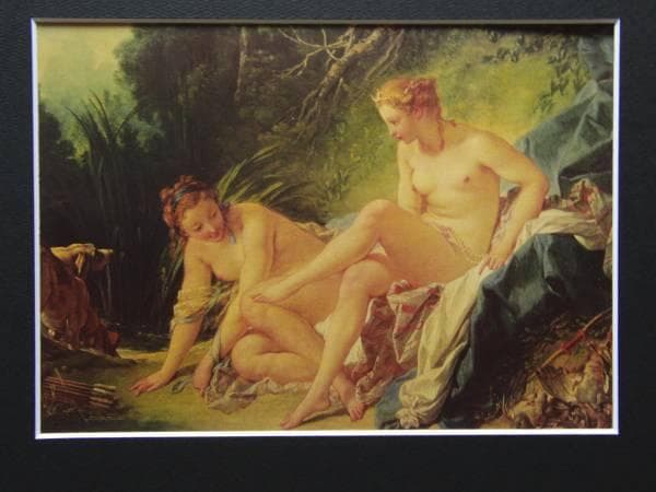 フランソワ・ブーシェ、【浴後のディアナ】、希少豪華画集画、新品高級額