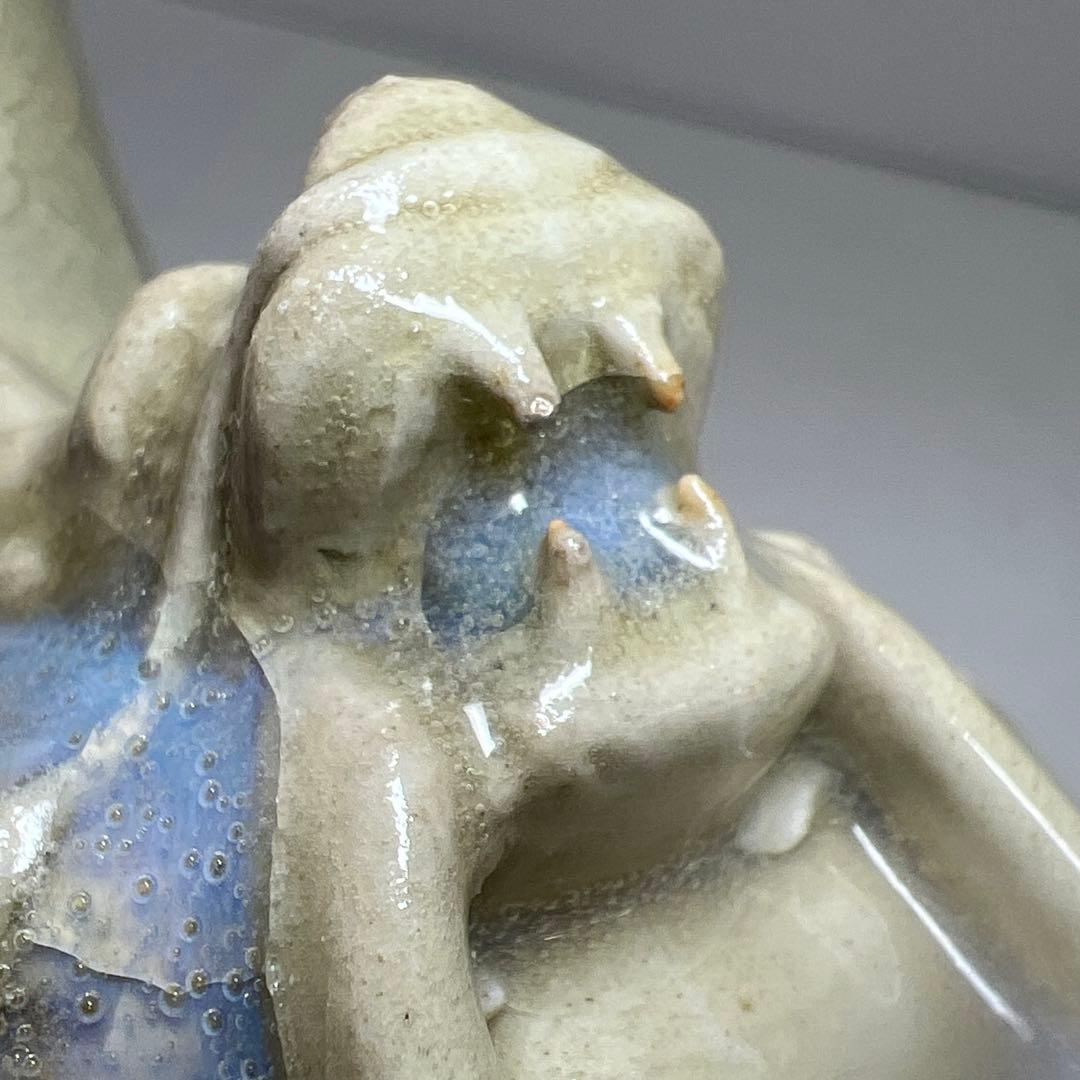 中国美術　青磁龍耳花瓶　高さ22㎝　東Y8-0108⑤タウオ