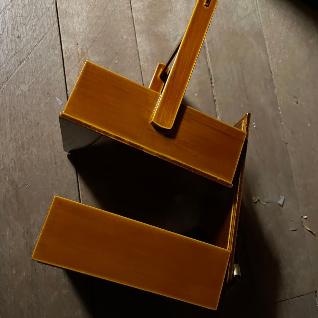 漆塗り茶色2段重箱 箸付き