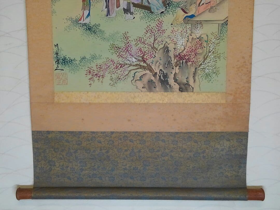 ♥中国製　掛軸　【春夜桃季園】　掛け軸