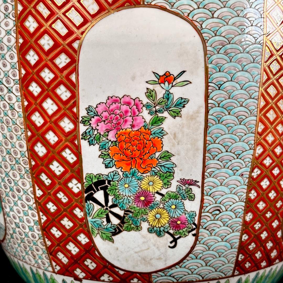 極上絵付け！　明治〜大正期　伊万里焼　十錦手　色絵火鉢　五徳付き