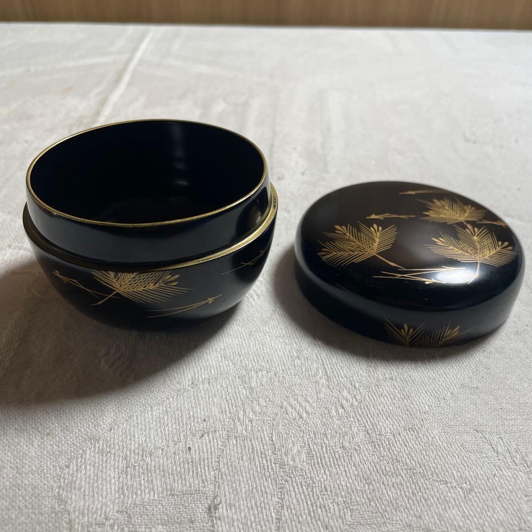 【茶道具】十二世 坂下雄峰作 松葉蒔絵 棗（なつめ） 山中塗 共箱付き