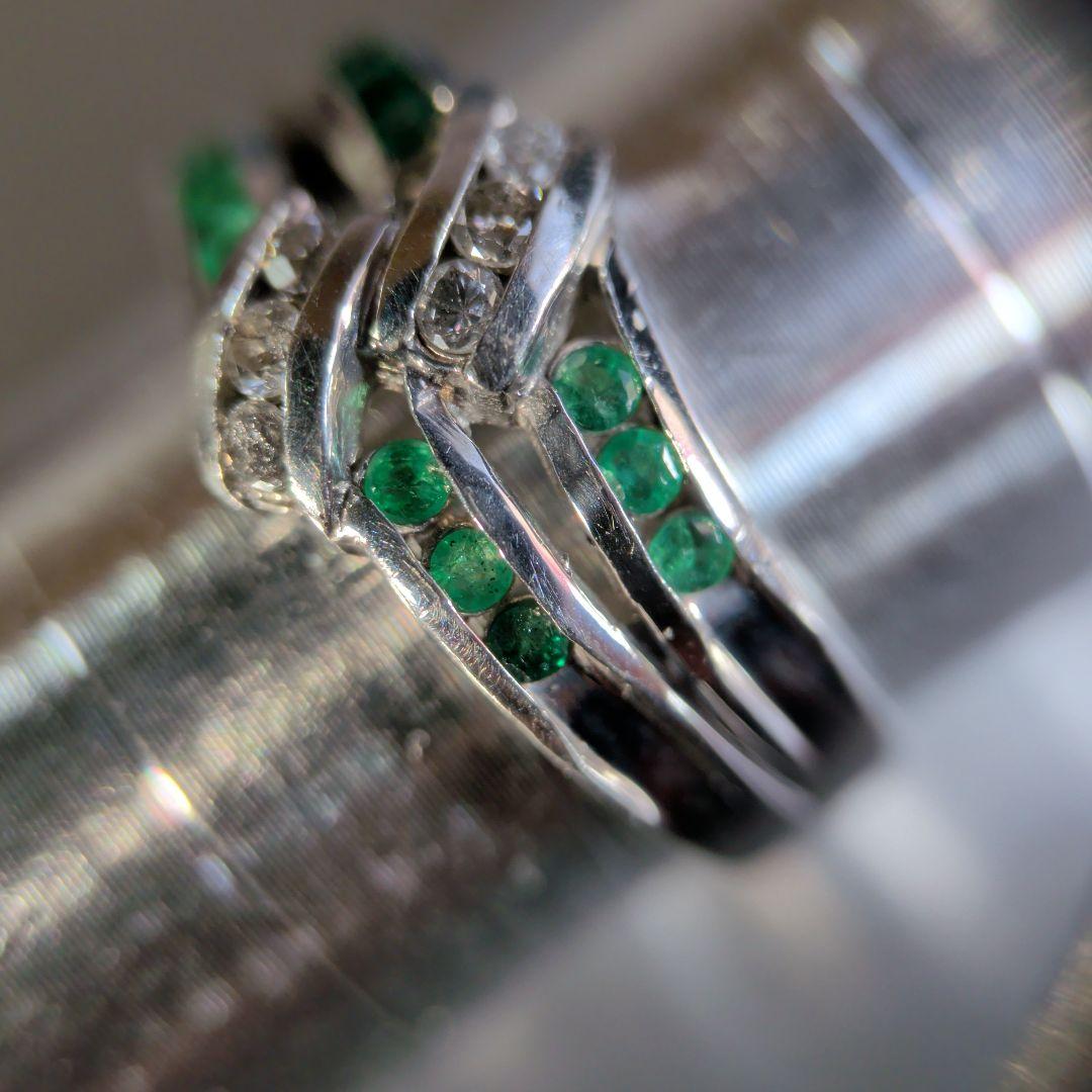 リング　Pt900　エメラルド計0.25ctダイヤモンド計0.12ct4.87g