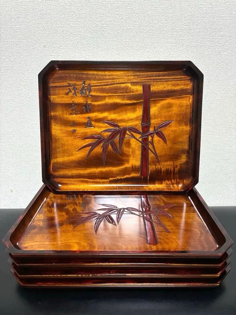 烏城彫 在銘 角盆 5枚セット