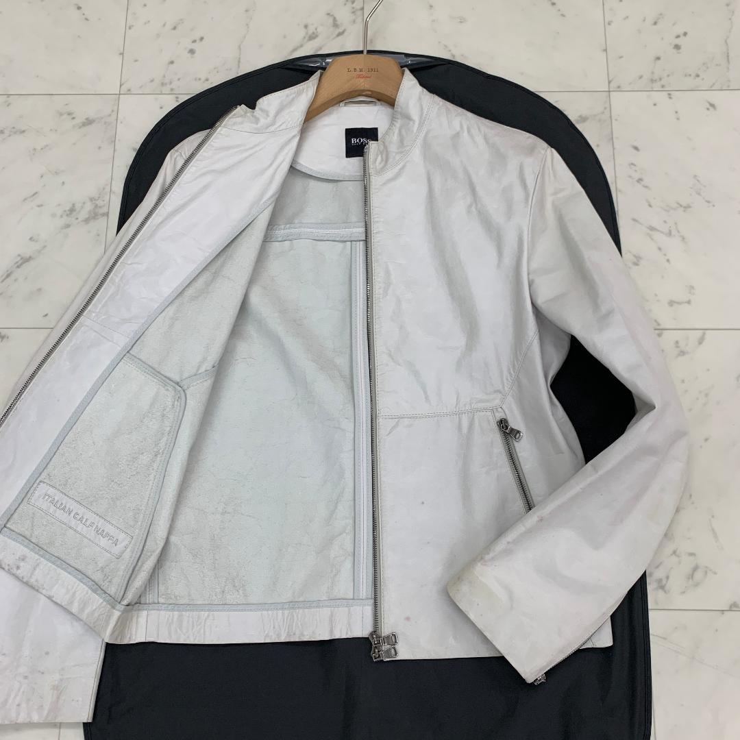 HUGO BOSS レザー ジャケット シングルライダース Lサイズ カウレザー