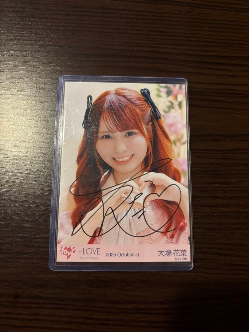 【値下げ交渉可】大場花菜 ラブソングに襲われる ピンクニット 直筆 生写真