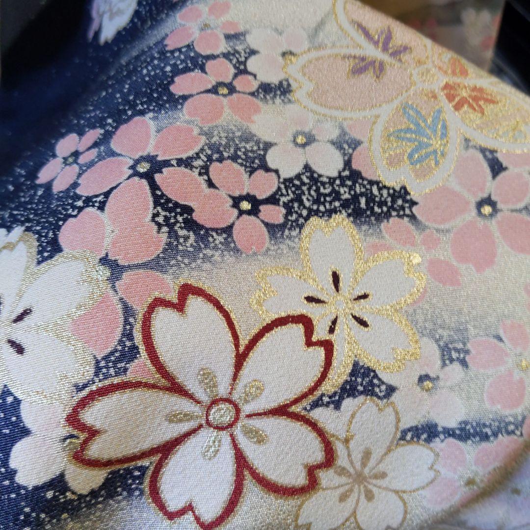 408黒　大正浪漫　夢二　桜　正絹振袖6点フルセット成人式卒業式結婚式