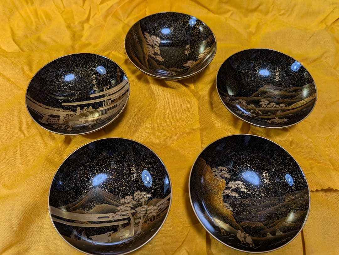 蒔絵お椀5客 東海道五十三次