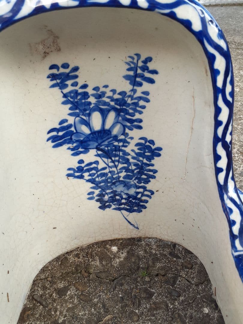 希少　古伊万里　染付　和式便器　蛸唐草　アンティーク　骨董　ディスプレイ　古民家