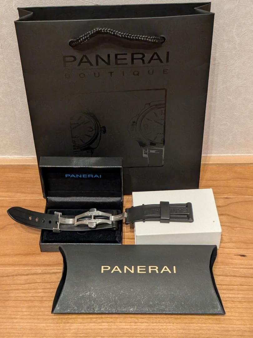PANERAI 純正Dバックル、純正ブラックラバーベルト